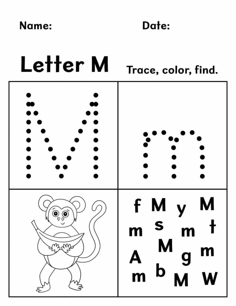 free letter m worksheets for preschool ⋆ the hollydog blog
